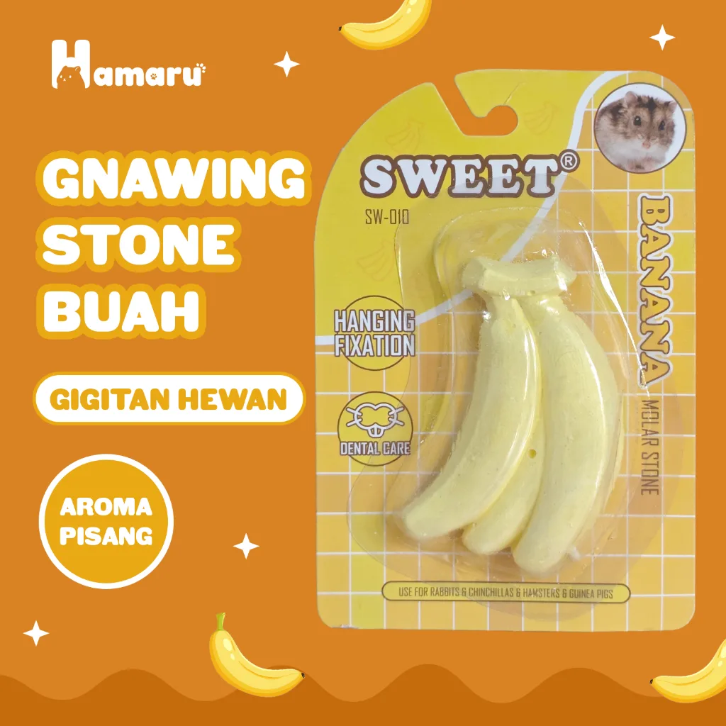 HAMARU Gnawing Stone Buah Batu Gigitan Hewan Hamster Bentuk Buah - Pisang
