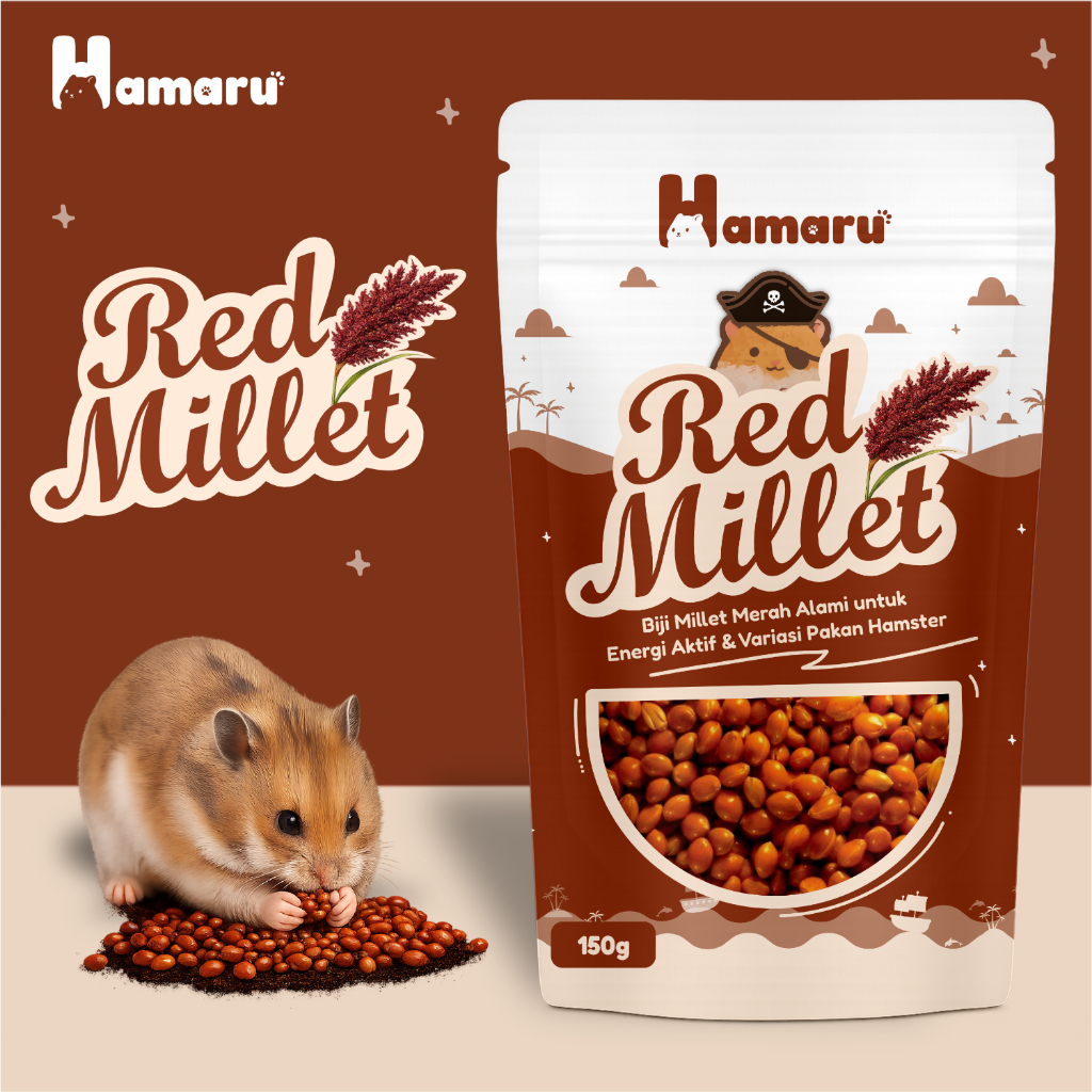 Hamaru Red Millet Biji Millet Merah Alami Pakan Harian Natural Hamster Marmut Kecil - 150g