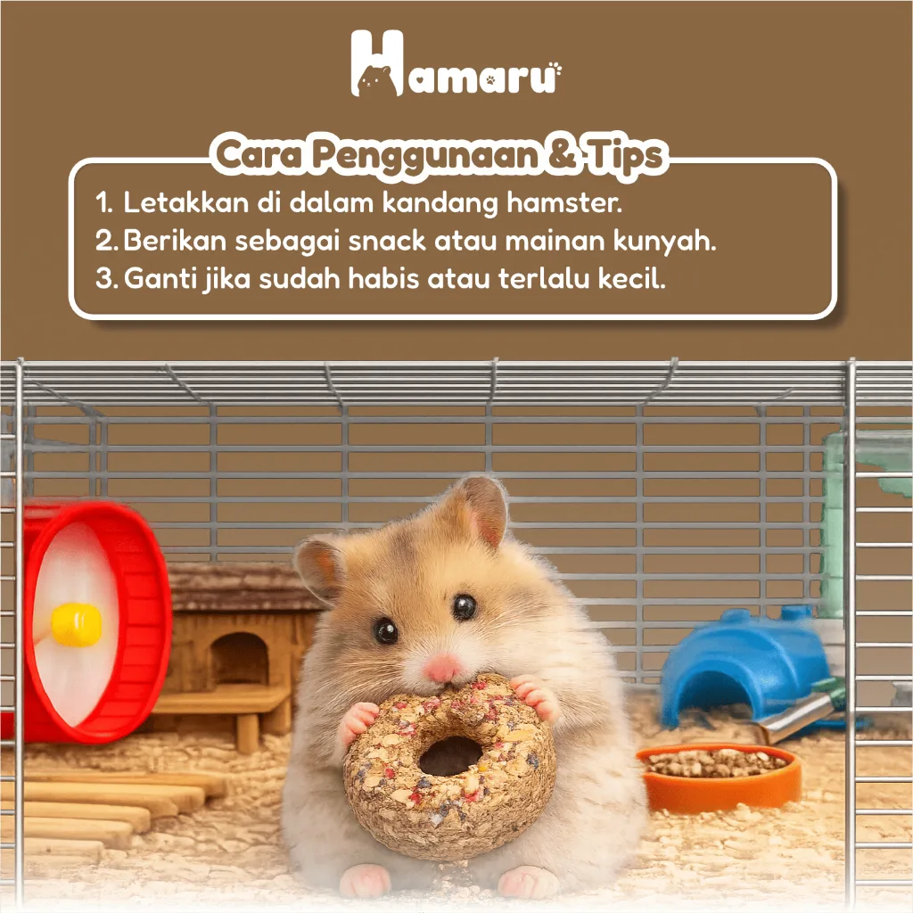 Hamaru Grass Donut Natural Chew Mainan Gigit Hamster Natural Snack Varian Rasa - Veggifruit