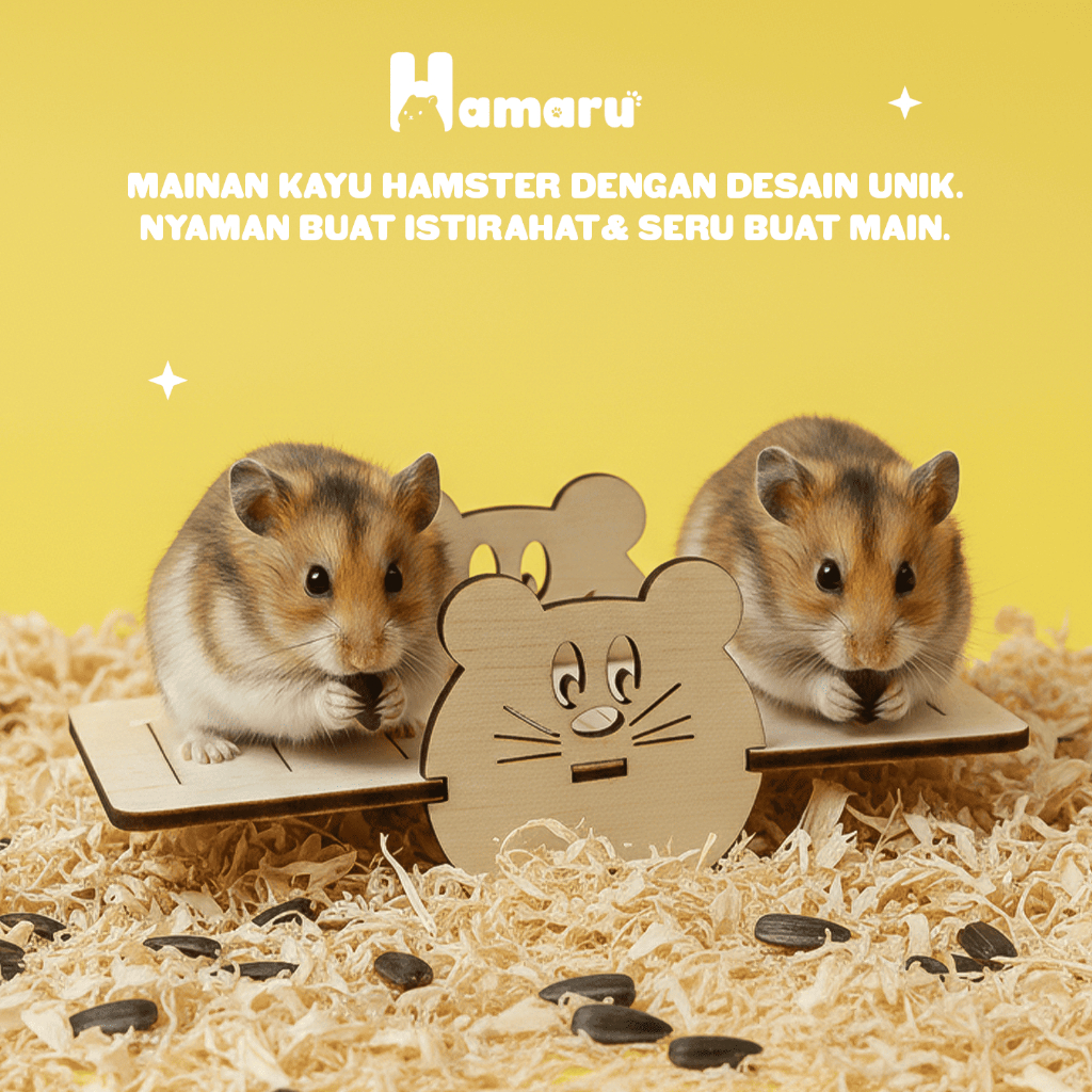 HAMARU Mainan Kayu Jungkat Jungkit Tiny Seesaw DIY Mainan Bermain Hamster Sugar Glider Marmut Hewan Kecil