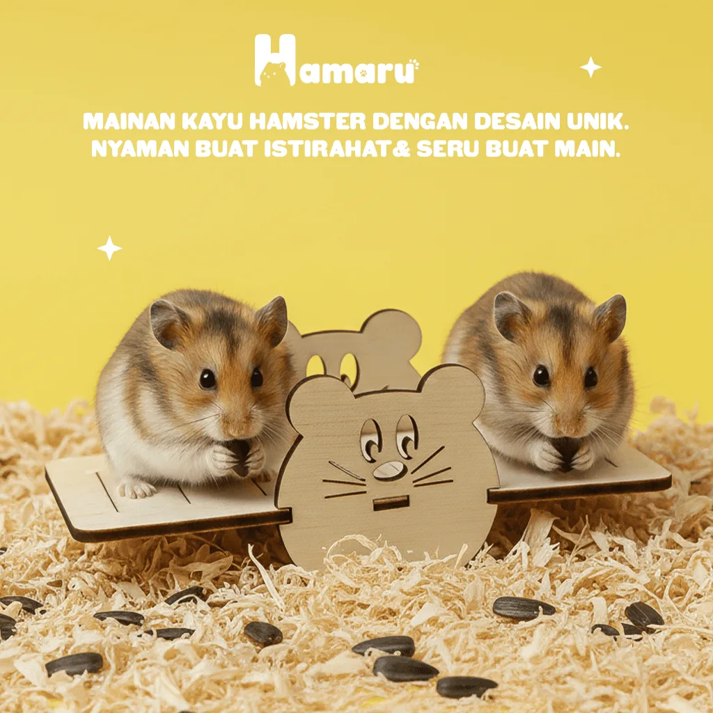 HAMARU Mainan Kayu Jungkat Jungkit Tiny Seesaw DIY Mainan Bermain Hamster Sugar Glider Marmut Hewan Kecil