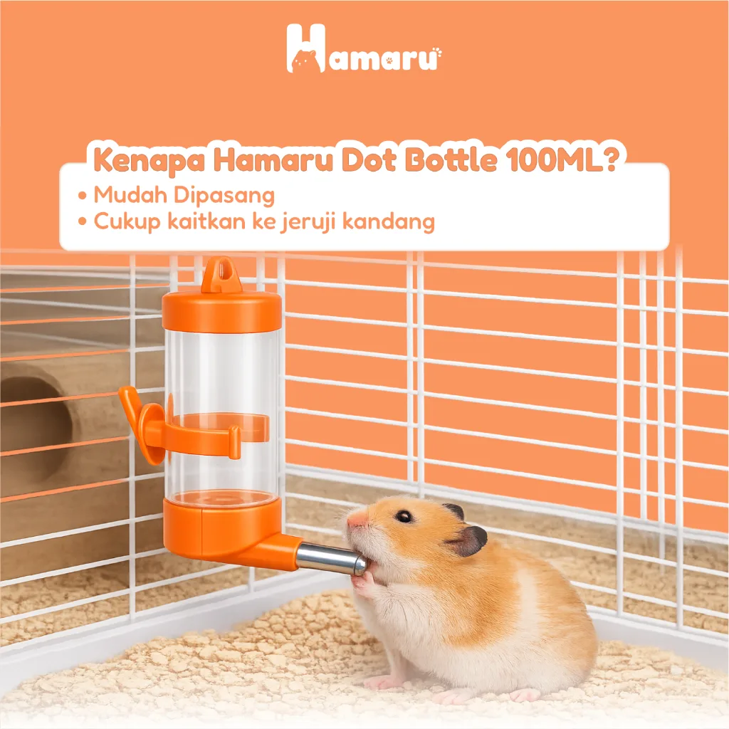Hamaru Dot Bottle Botol Minum Hamster Anti Tumpah Nozzle Stainless Steel - 100ML
