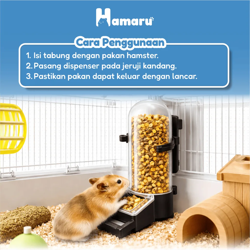 Hamaru Dispenser Jumbo Tempat Makan dan Minum Hamster Kapasitas Besar Transparan Praktis - Tempat Makan