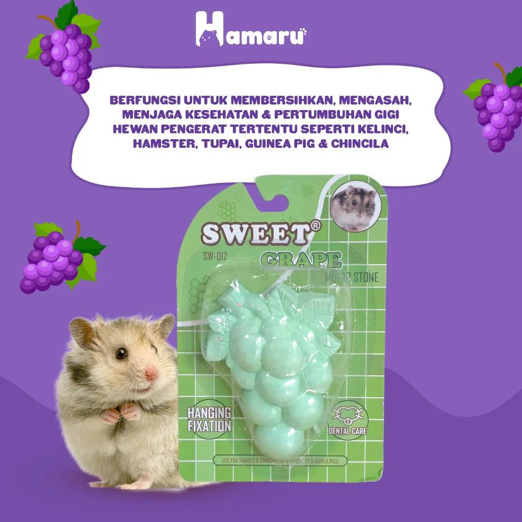 HAMARU Gnawing Stone Buah Batu Gigitan Hewan Hamster Bentuk Buah - Anggur