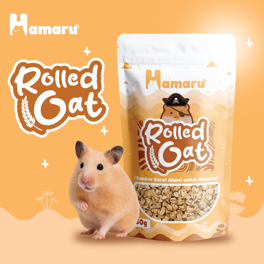 HAMARU Rolled Oat Makanan Hamster Biji Gandum Sehat Pakan Tinggi Serat 50g