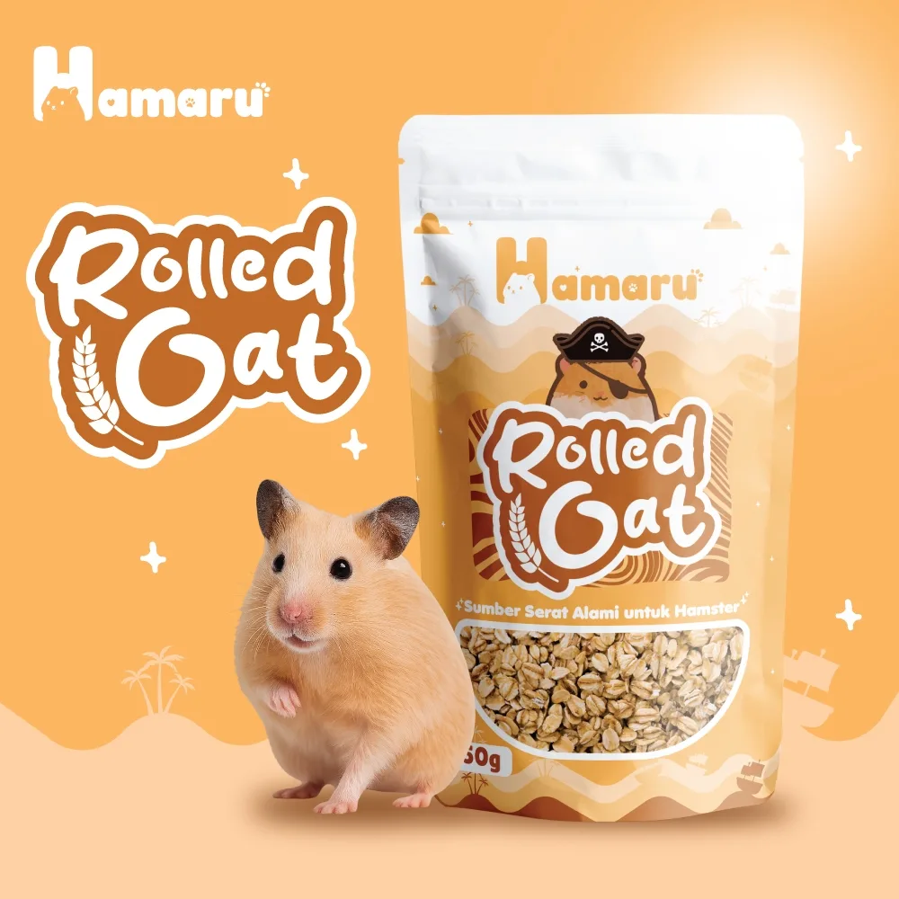HAMARU Rolled Oat Makanan Hamster Biji Gandum Sehat Pakan Tinggi Serat 50g