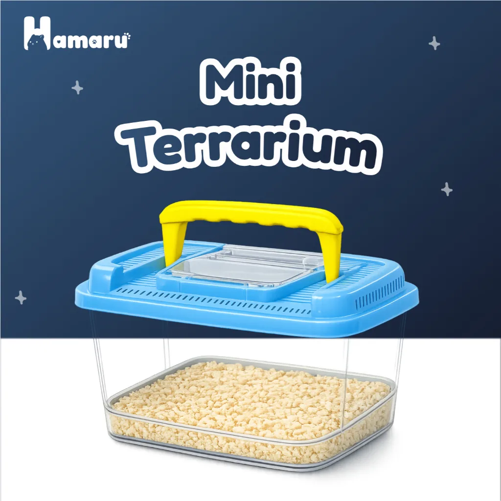 Hamaru Mini Terrarium Kandang Hamster Portable Transparan dengan Ventilasi Kandang Travel Praktis