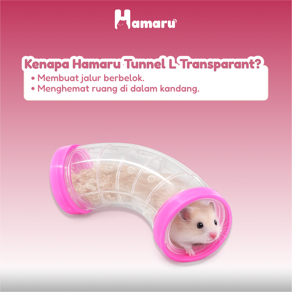 Hamaru Tunnel L Transparant Sambungan Terowongan Hamster Siku Transparan Aksesoris Mainan Kandang