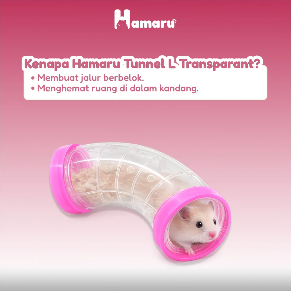 Hamaru Tunnel L Transparant Sambungan Terowongan Hamster Siku Transparan Aksesoris Mainan Kandang