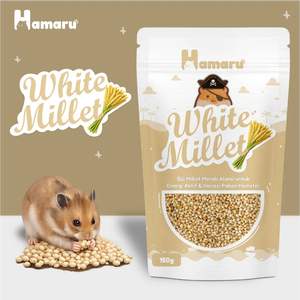 Hamaru White Millet Biji Millet Putih Alami Pakan Harian Natural Hamster Marmut Kecil - 150g