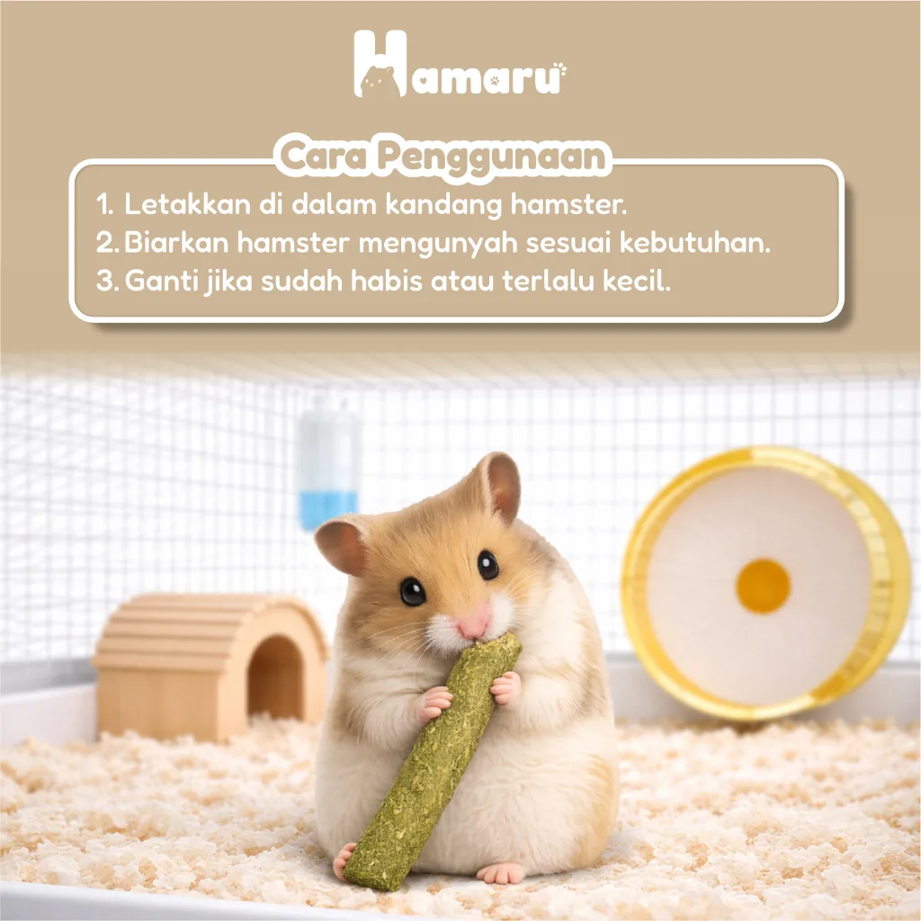 Hamaru Natural Hay Chew Stick Mainan Kunyah Hamster Pengikis Gigi Alami Hamster Kelinci Marmut Hewan Kecil