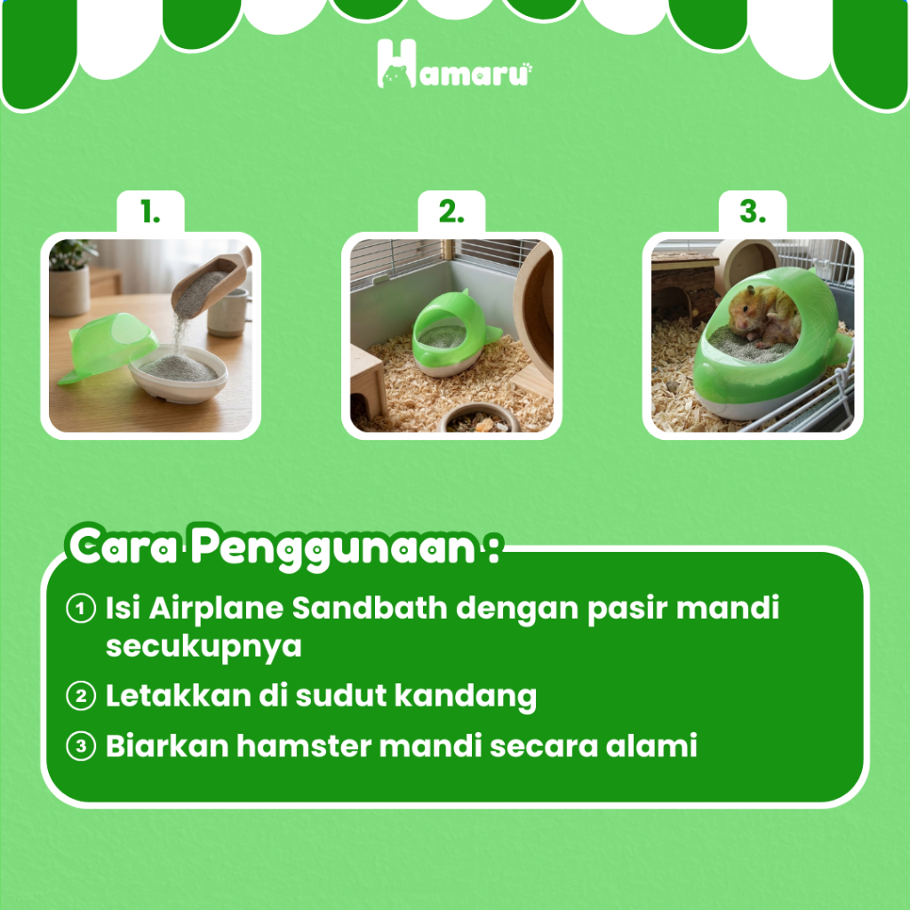 HAMARU Airplane Sandbath Tempat Mandi Pasir & Bermain Hamster Marmut Gerbil Hewan Kecil