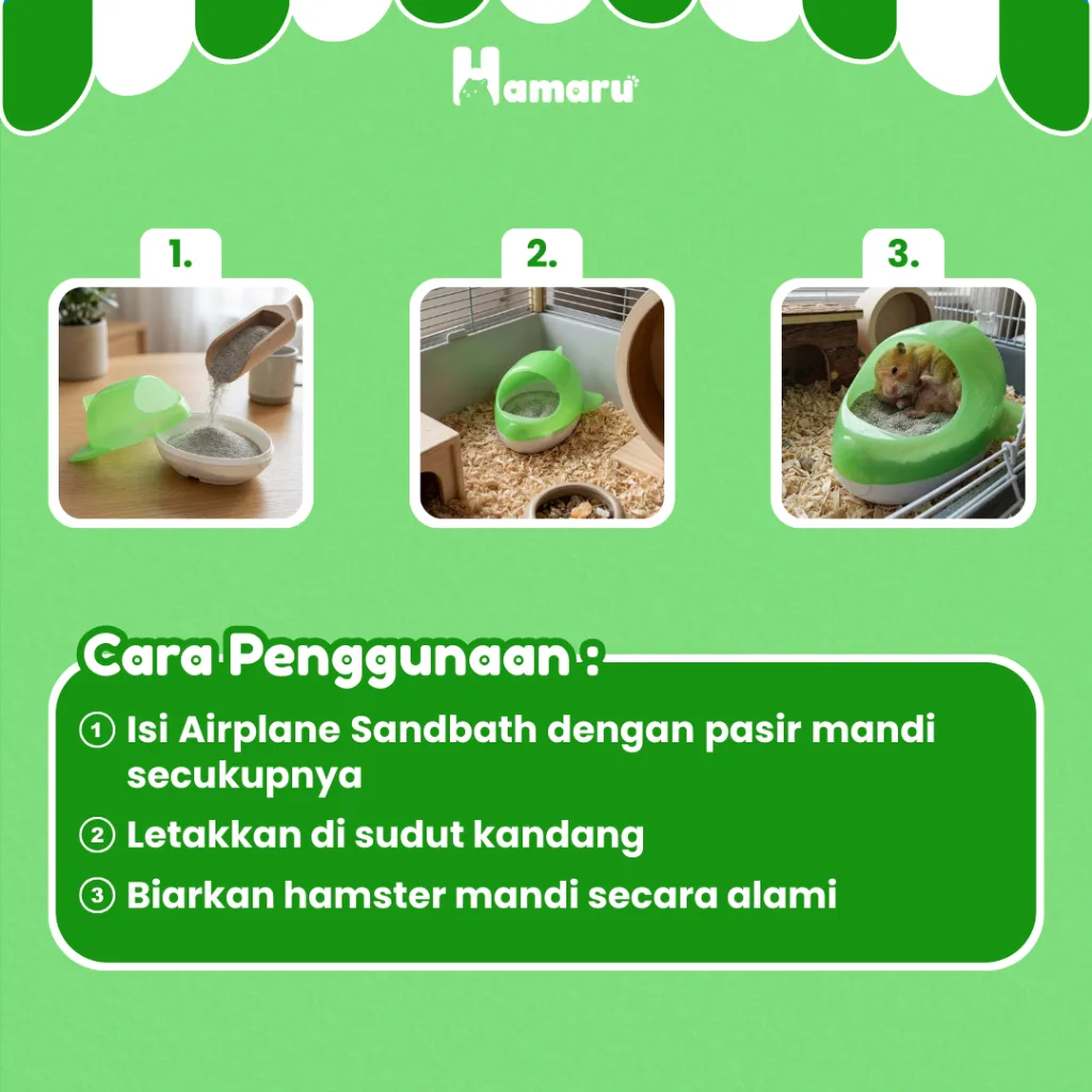 HAMARU Airplane Sandbath Tempat Mandi Pasir & Bermain Hamster Marmut Gerbil Hewan Kecil