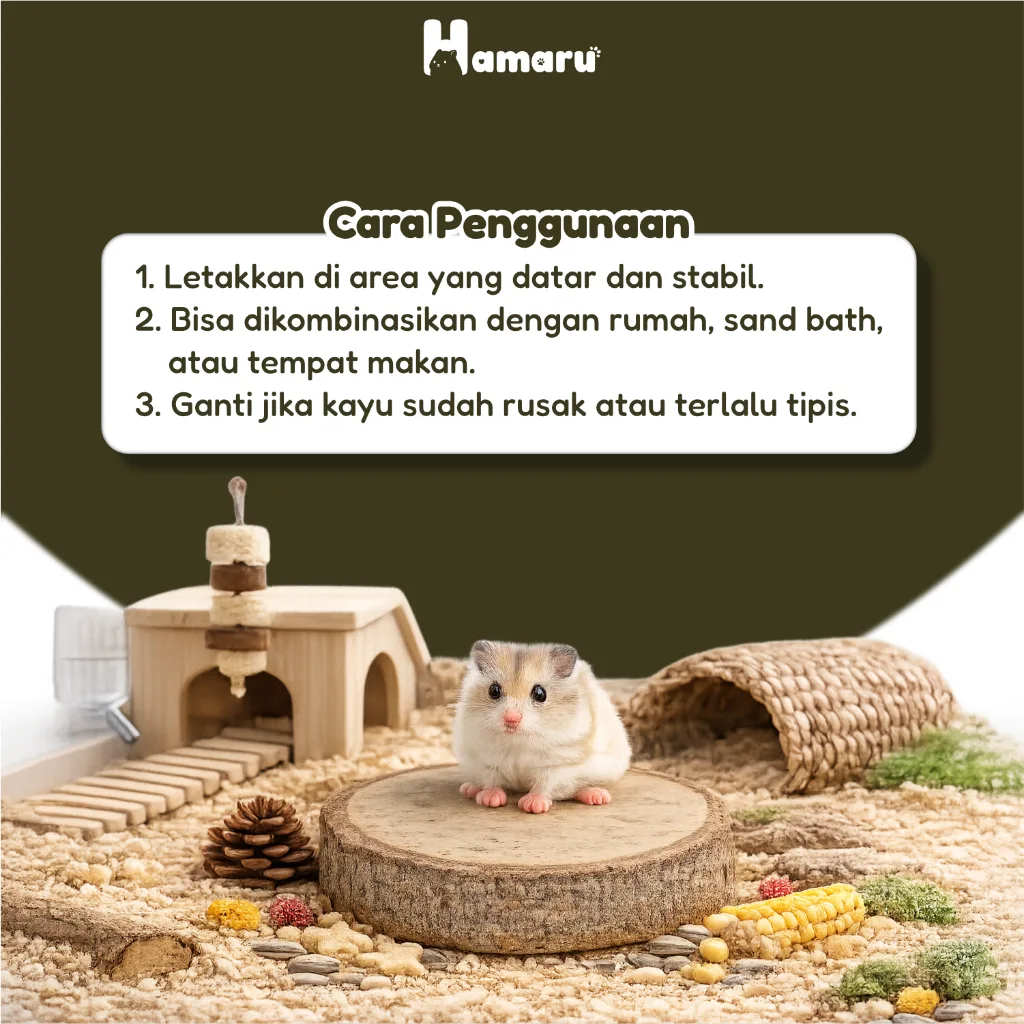 Hamaru Mini Wood Platform Alas Kayu Natural Kandang Hamster Pijakan Dudukan Dekorasi Kandang