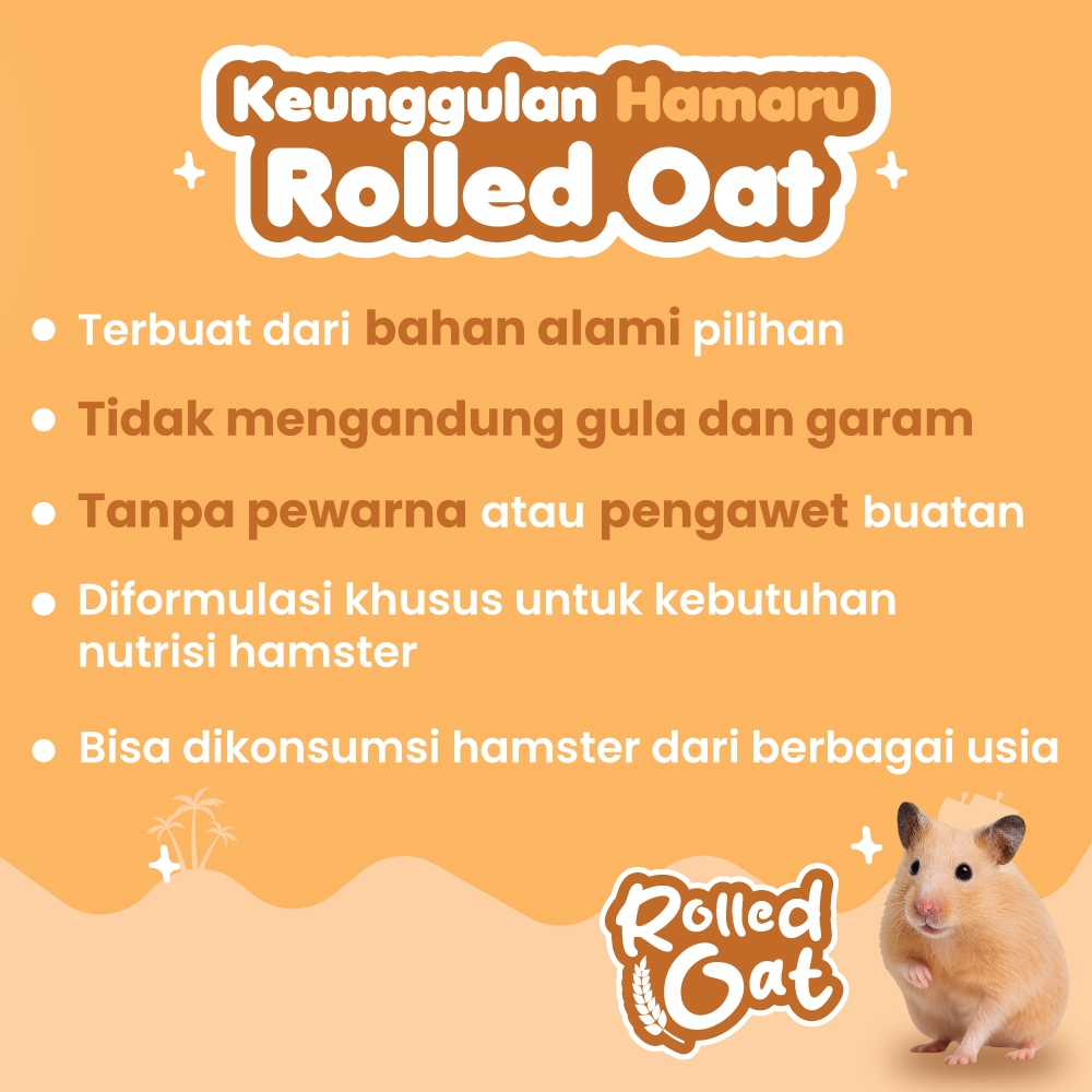 HAMARU Rolled Oat Makanan Hamster Biji Gandum Sehat Pakan Tinggi Serat 50g
