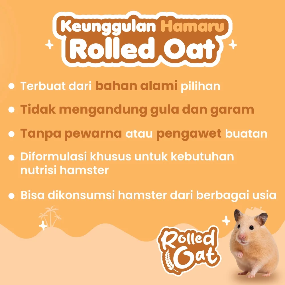 HAMARU Rolled Oat Makanan Hamster Biji Gandum Sehat Pakan Tinggi Serat 50g