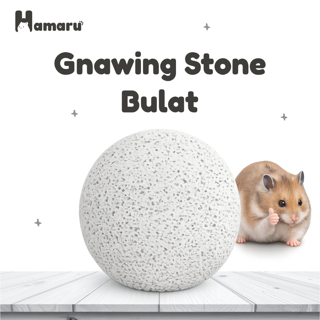 Hamaru Gnawing Stone Bulat Batu Gigit Hamster Mineral Alami Asah Gigi Anti Gigi Panjang Aman