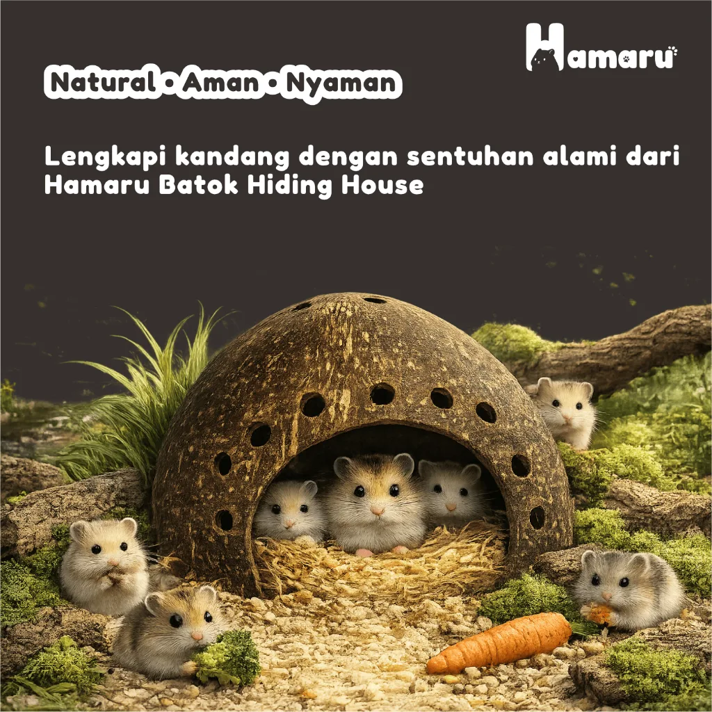 Hamaru Hiding Cave Batok Tempat Tidur Sembunyi Hamster Natural Nyaman