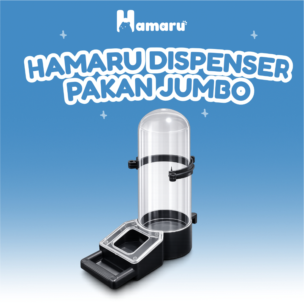 Hamaru Dispenser Jumbo Tempat Makan dan Minum Hamster Kapasitas Besar Transparan Praktis - Tempat Makan