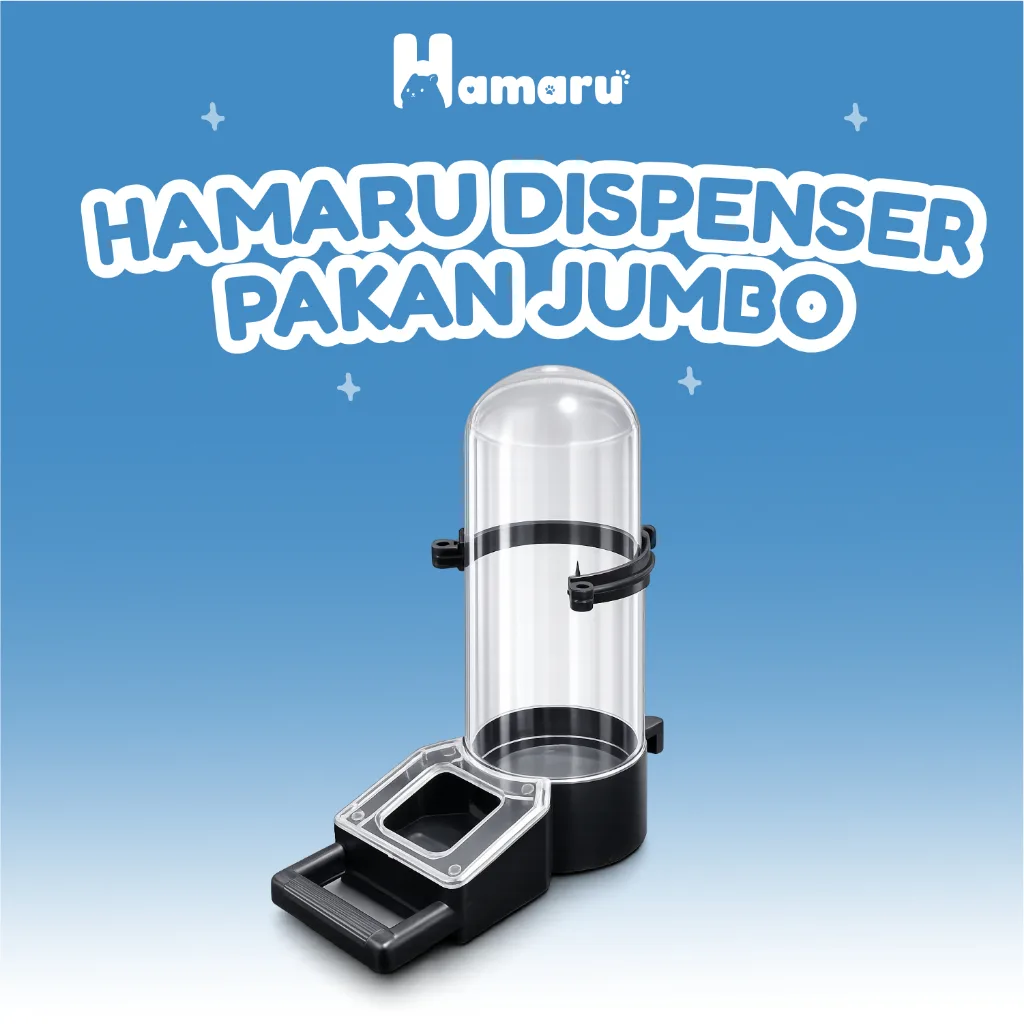 Hamaru Dispenser Jumbo Tempat Makan dan Minum Hamster Kapasitas Besar Transparan Praktis - Tempat Makan