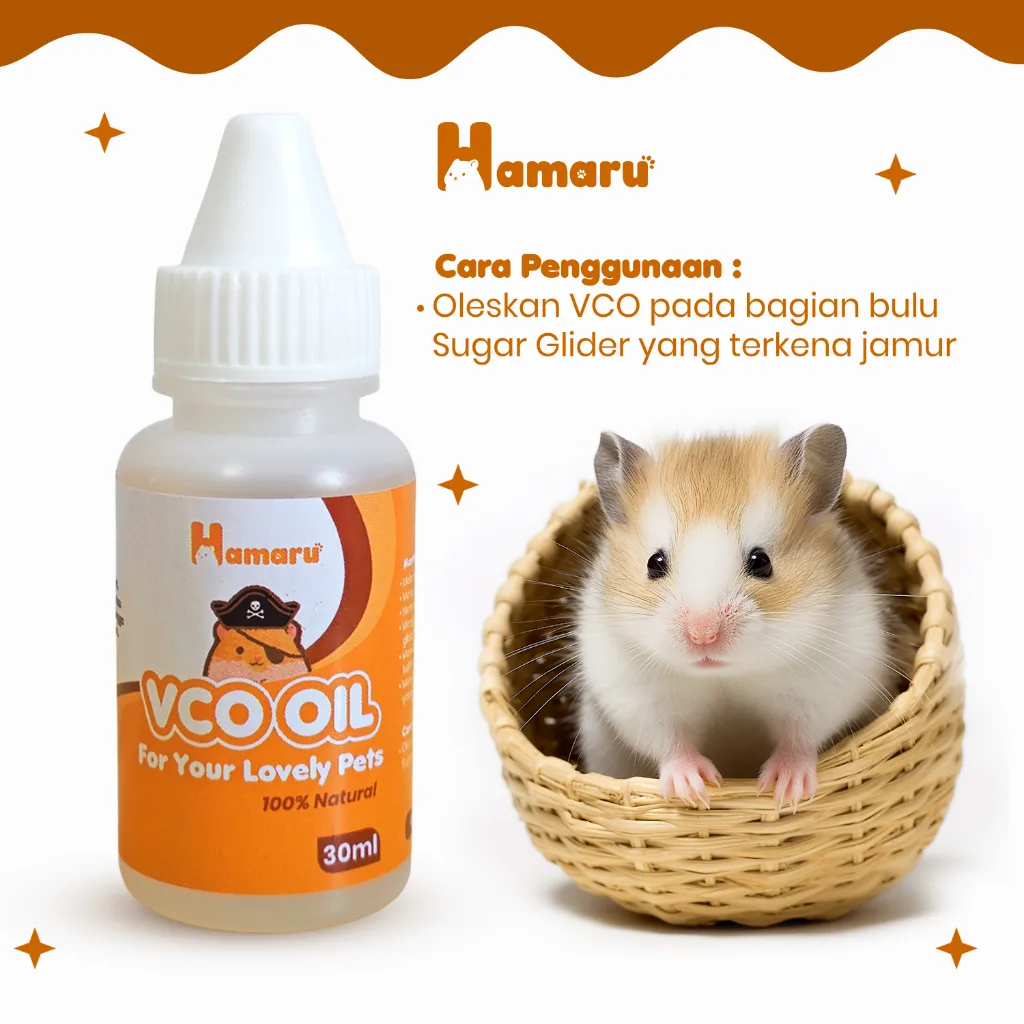 Hamaru VCO Oil Hamster Virgin Coconut Oil Natural Anti Jamur Perawatan Bulu dan Kulit Hewan - 30ml