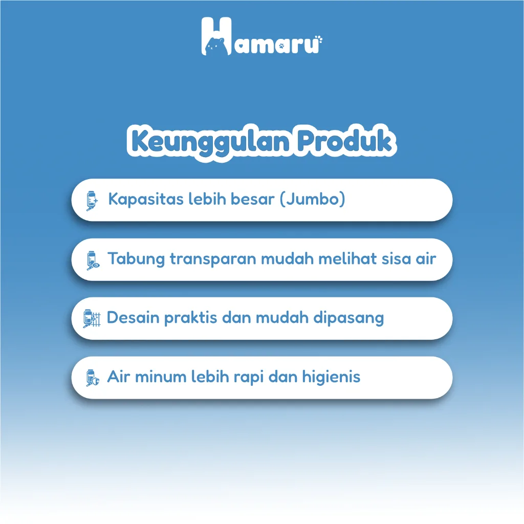 Hamaru Dispenser Jumbo Tempat Makan dan Minum Hamster Kapasitas Besar Transparan Praktis - Tempat Minum