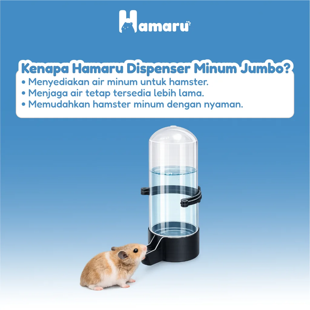 Hamaru Dispenser Jumbo Tempat Makan dan Minum Hamster Kapasitas Besar Transparan Praktis - Tempat Minum