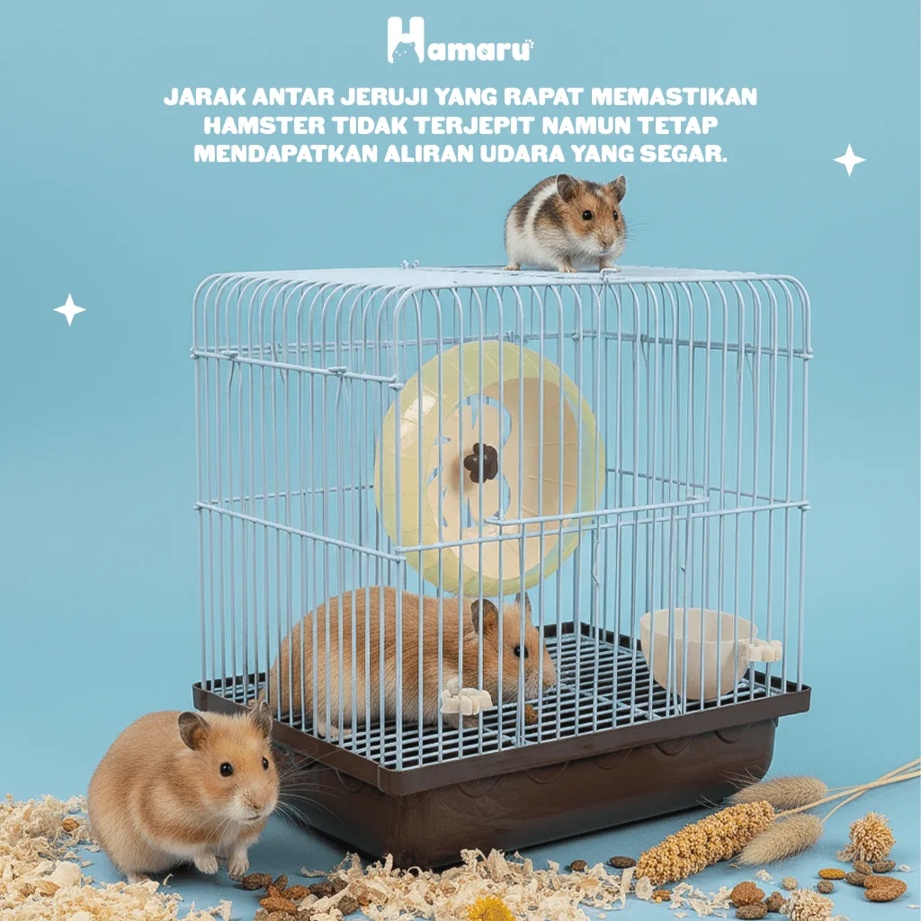 HAMARU Kandang Kotak Mini Besi Gratis Kincir Wadah Pakan Hamster Marmut Sugar Glider Hewan Kecil