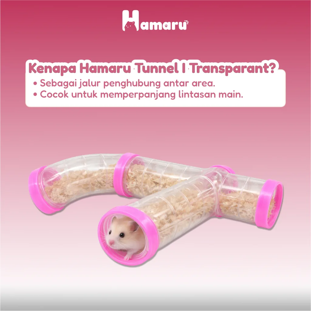 Hamaru Tunnel I Transparant Sambungan Terowongan Hamster Lurus Transparan Aksesoris Mainan Kandang