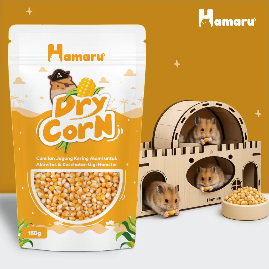 Hamaru Dry Corn Jagung Kering Pipil Premium Alami Natural Pakan Harian Hamster Marmut Hewan Kecil - 150g