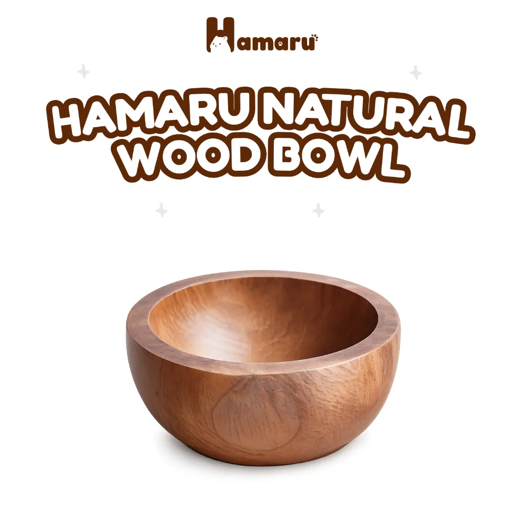 Hamaru Natural Wood Bowl Tempat Makan Hamster Kayu Mahoni Natural Mangkuk Hamste Hewan Kecil