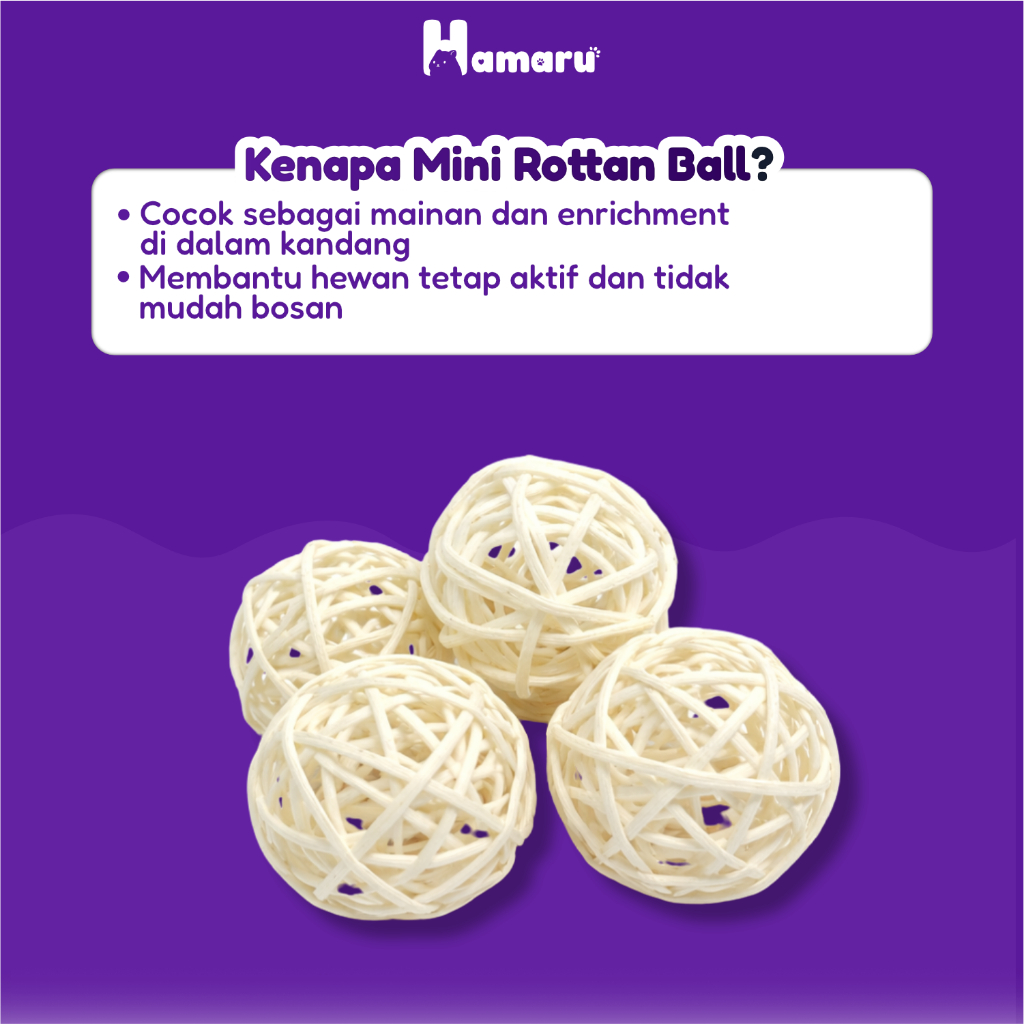 Hamaru Mini Rottan Ball Bola Rotan Mainan Enrichment Hamster Hewan Kecil