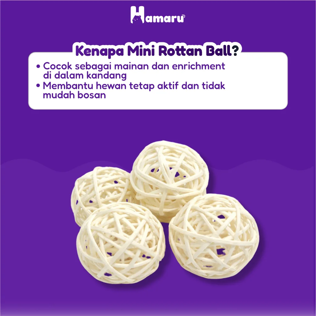 Hamaru Mini Rottan Ball Bola Rotan Mainan Enrichment Hamster Hewan Kecil