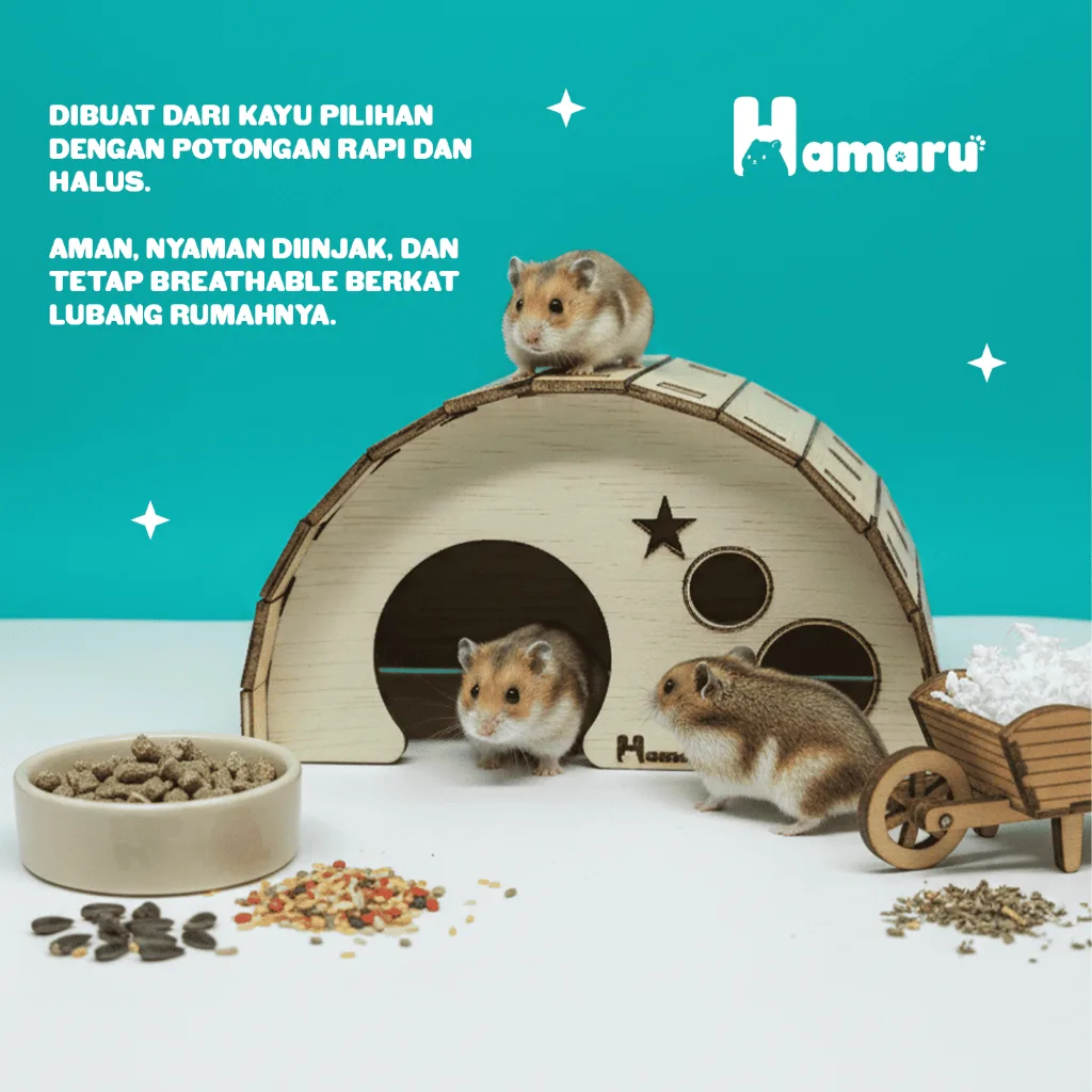 HAMARU Rumah Kayu Hamster Rakitan DIY Murah – Dome House