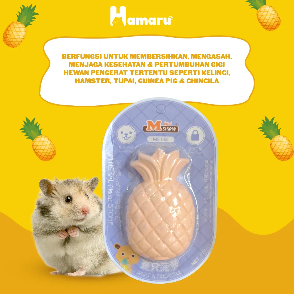 HAMARU Gnawing Stone Buah Batu Gigitan Hewan Hamster Bentuk Buah - Nanas