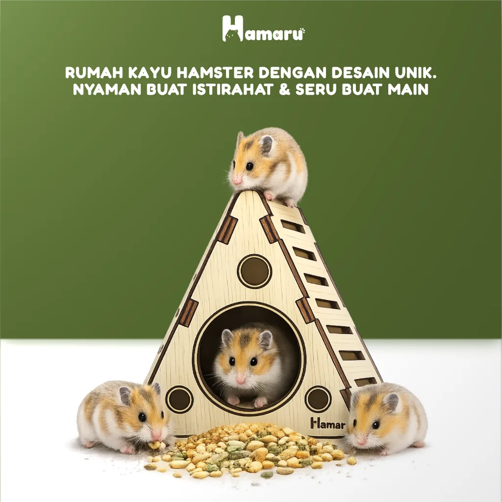 HAMARU Rumah Kayu Hamster Rakitan DIY Murah – Triangle House