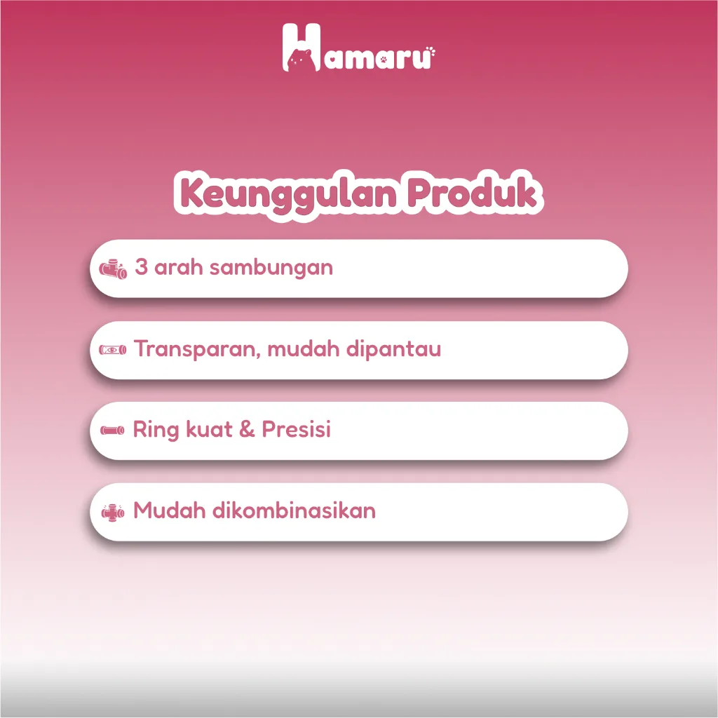 Hamaru Tunnel T Transparant Sambungan Terowongan Hamster Cabang Transparan Aksesoris Mainan Kandang