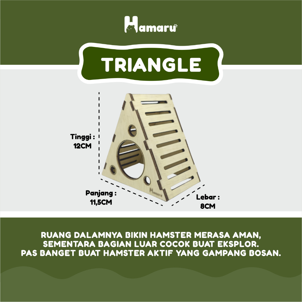 HAMARU Rumah Kayu Hamster Rakitan DIY Murah – Triangle House