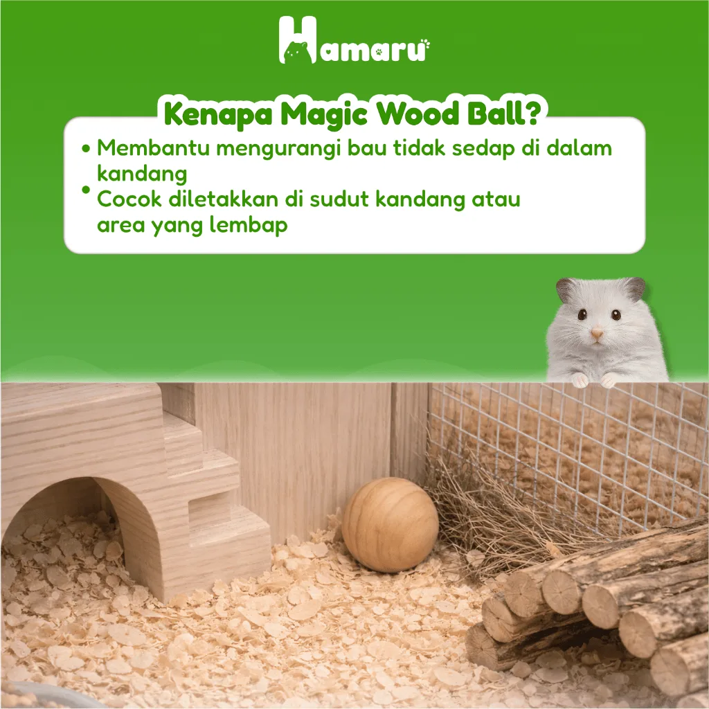 Hamaru Magic Wood Ball Bola Kayu Natural Penghilang Bau Kandang Hamster