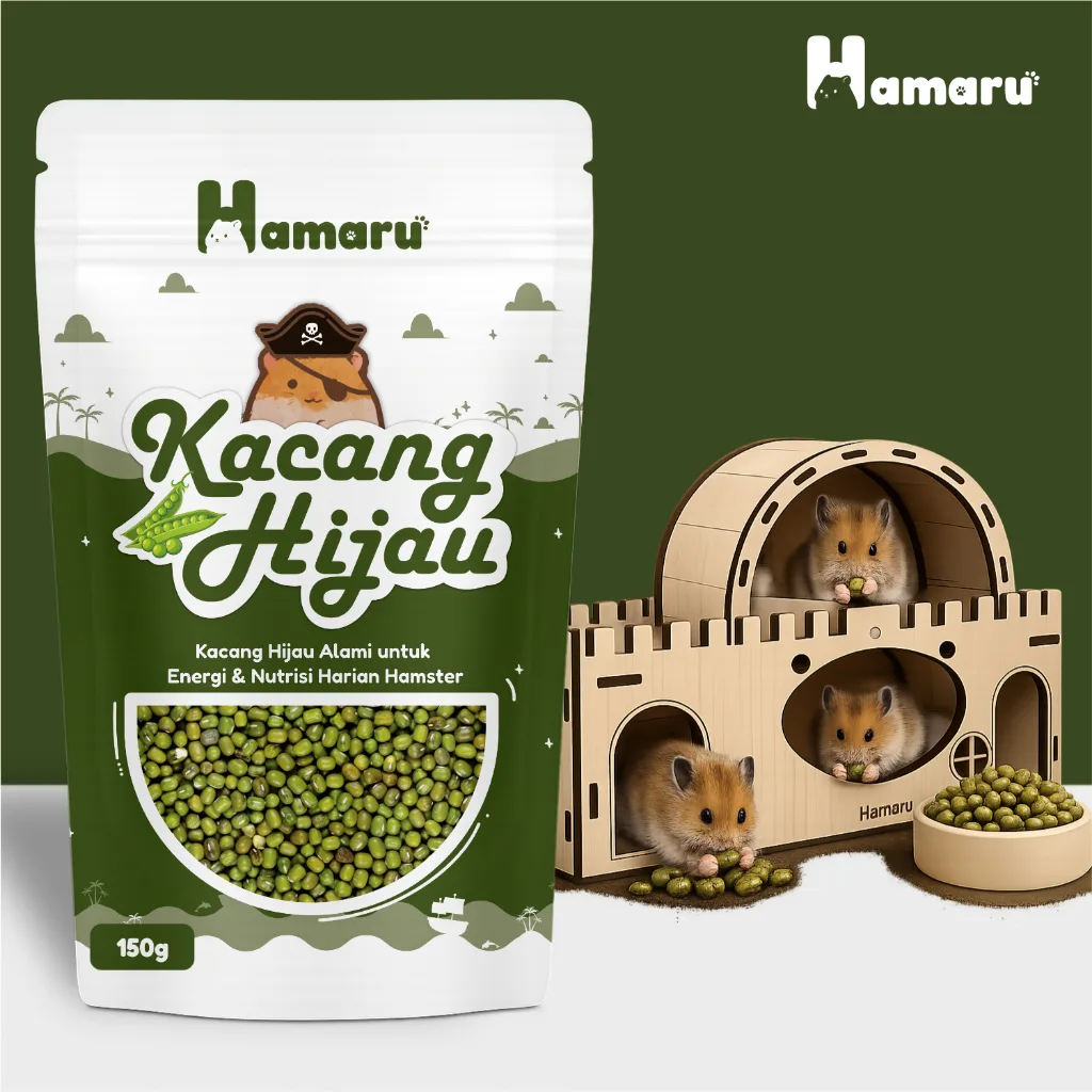 Hamaru Kacang Hijau Mung Bean Premium Alami Natural Pakan Harian Hamster Marmut Hewan Kecil - 150g