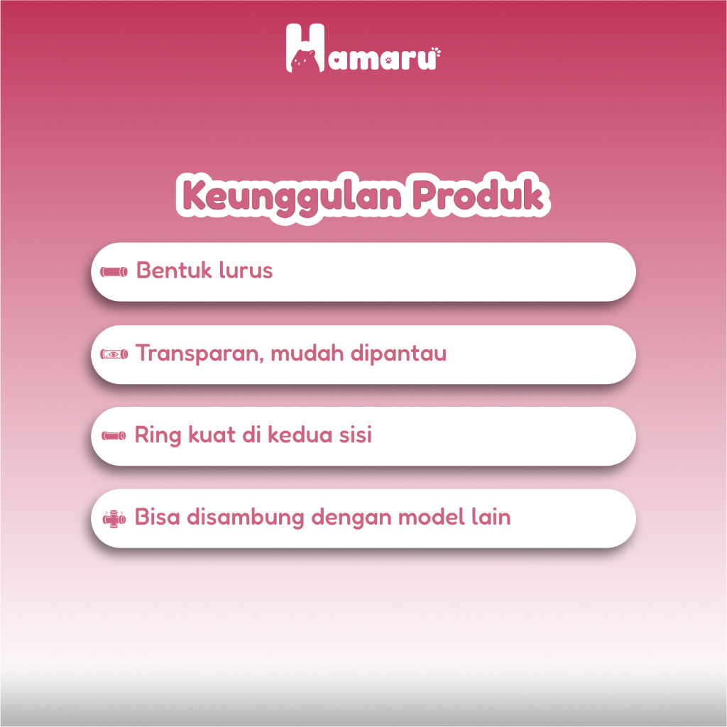 Hamaru Tunnel I Transparant Sambungan Terowongan Hamster Lurus Transparan Aksesoris Mainan Kandang