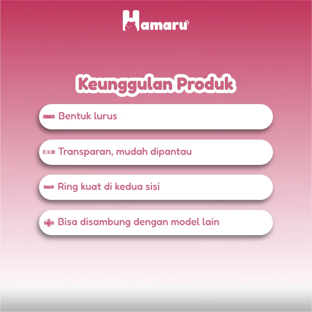 Hamaru Tunnel I Transparant Sambungan Terowongan Hamster Lurus Transparan Aksesoris Mainan Kandang