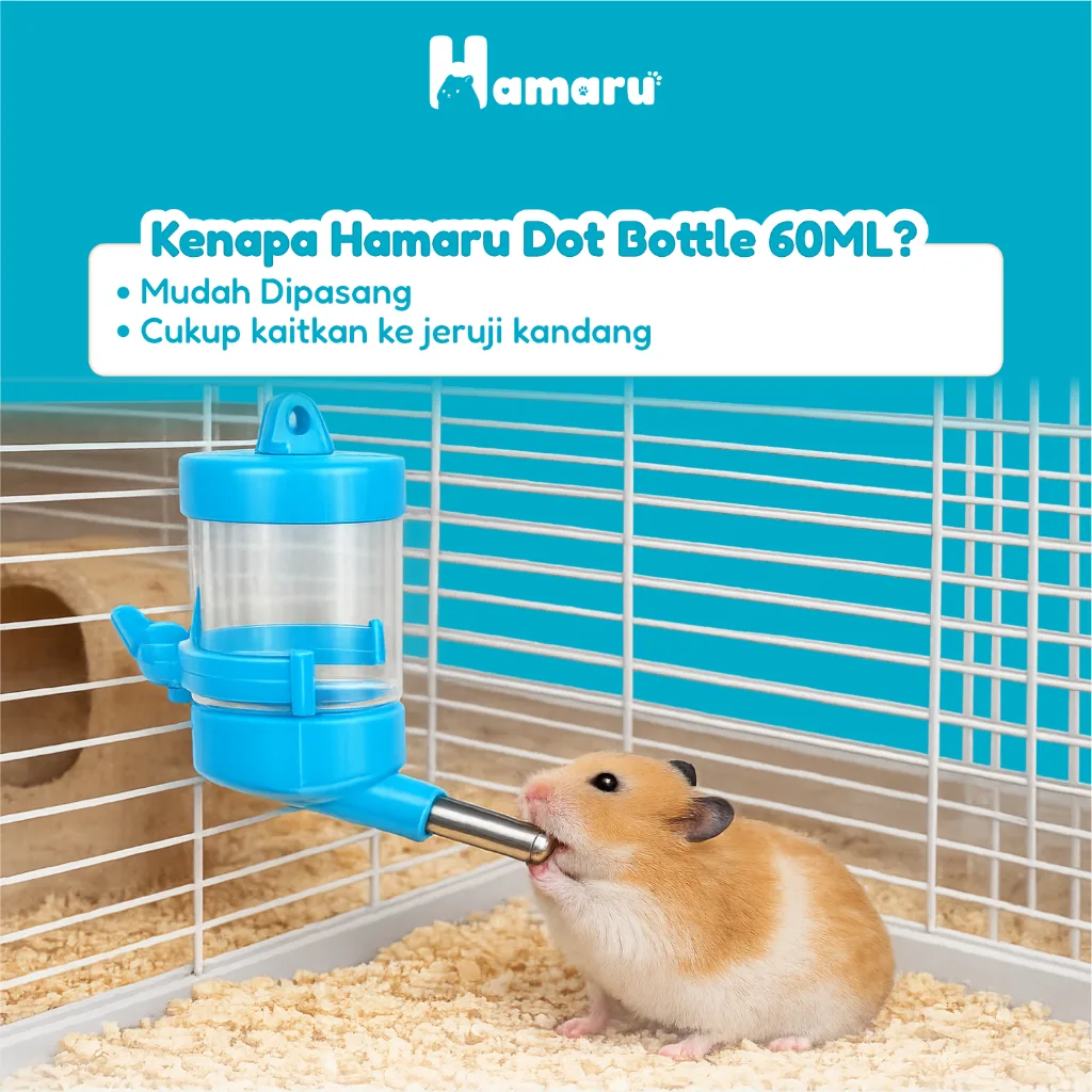Hamaru Dot Bottle Botol Minum Hamster Anti Tumpah Nozzle Stainless Steel - 60ML
