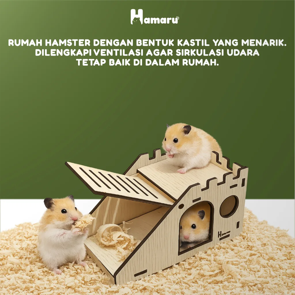 HAMARU Rumah Kayu Hamster DIY Rakitan Murah - Sliding House