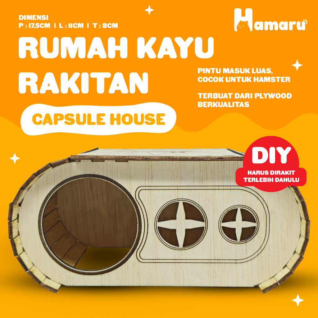 HAMARU Rumah Kayu Hamster DIY Rakitan Murah – Capsule House