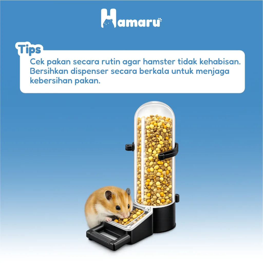 Hamaru Dispenser Jumbo Tempat Makan dan Minum Hamster Kapasitas Besar Transparan Praktis - Tempat Makan