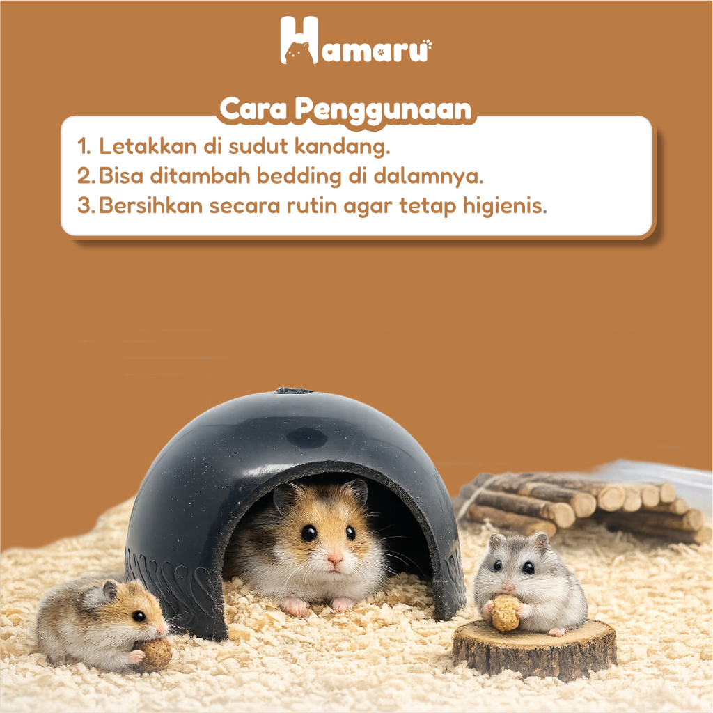Hamaru Batok Plastik Sleeping Igloo Rumah Sembunyi Hamster Marmut Hewan Kecil