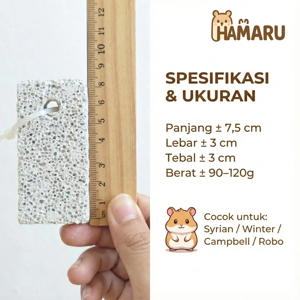 Hamaru Gnawing Stone Hamster – Batu Gigi Hamster Premium Untuk Asah Gigi, Aman, Natural