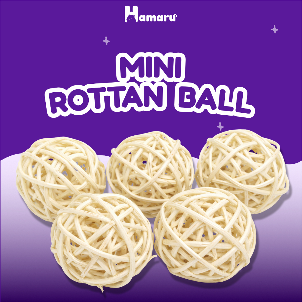 Hamaru Mini Rottan Ball Bola Rotan Mainan Enrichment Hamster Hewan Kecil