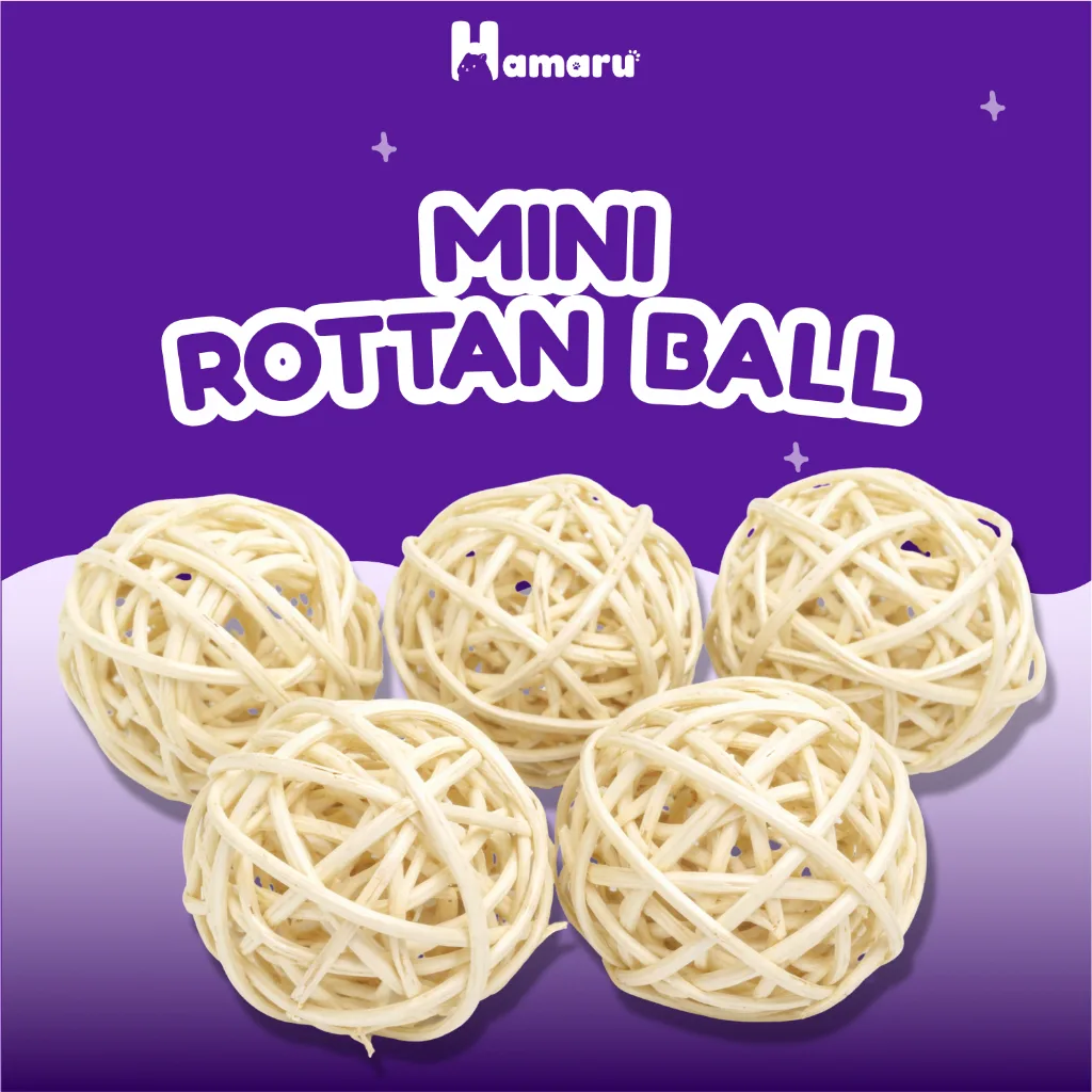 Hamaru Mini Rottan Ball Bola Rotan Mainan Enrichment Hamster Hewan Kecil
